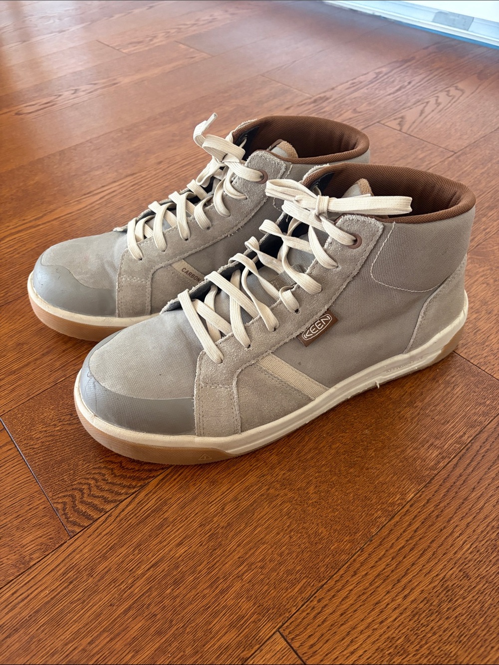 KEEN Men’s High-Top Sneakers in Light Taupe and Cream